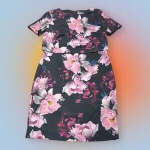 PHASE EIGHT Women’s 10 Black Pink Floral Dress
